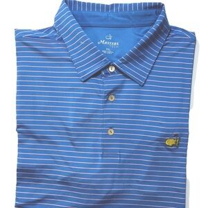 Masters Tech Men’s Polo shirt 2XL - XXL blue with Pink Stripes